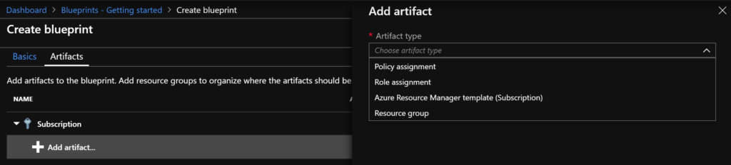Azure Blueprint - Create blueprint Artifacts
