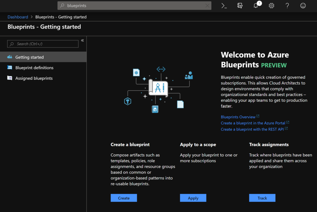 Azure Blueprints - Overview blade